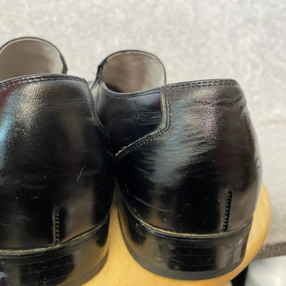 Stacy Adams Size 10M Black Leather Square Toe Slip On Loafer Shoes - Picture 10 of 16